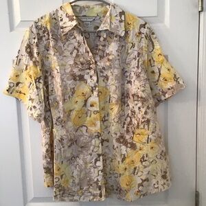 Allison Daley Yellow and Brown Floral Men's Shirt